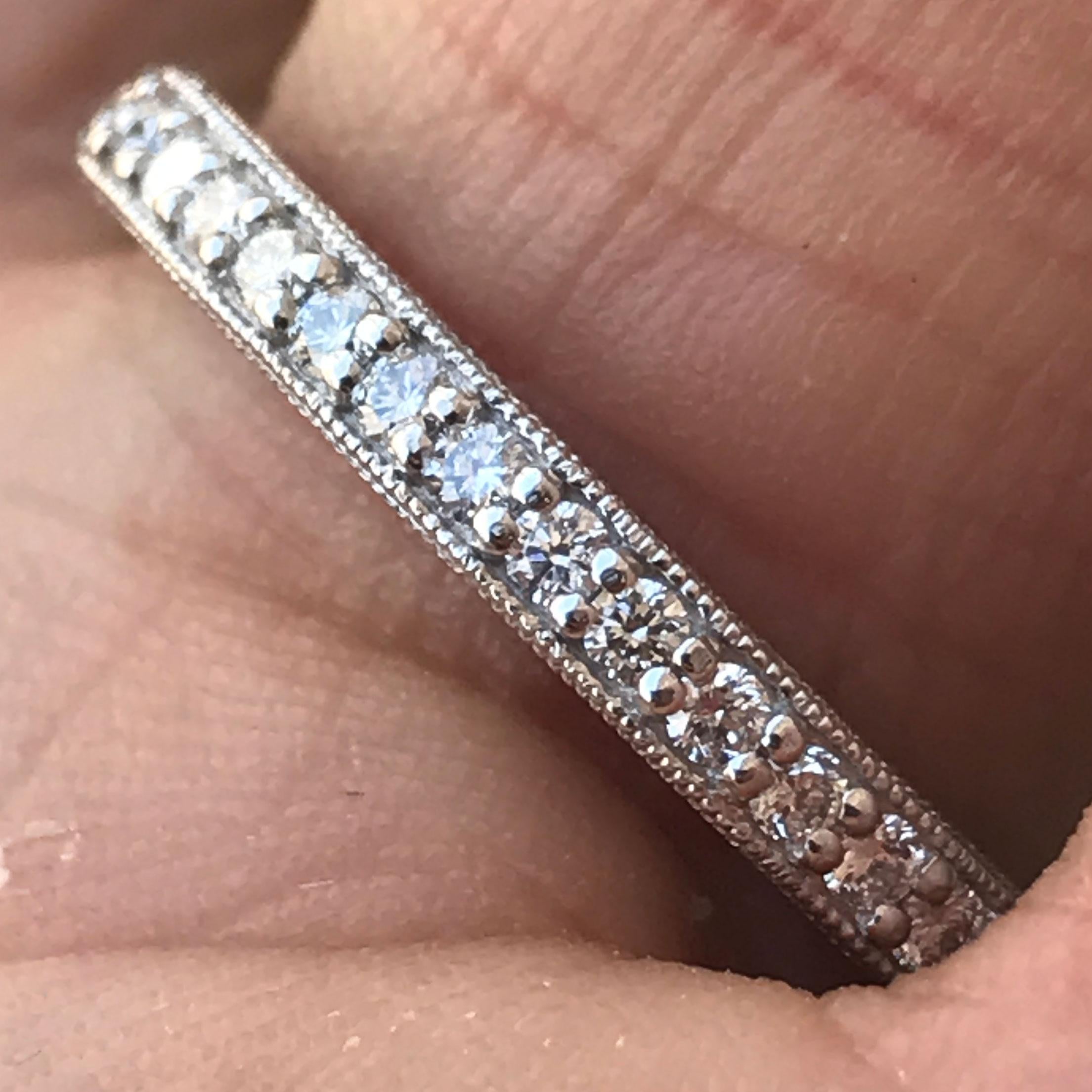 0.25 Carat TW Approx, Diamond Wedding Band Milgrain Hand Engraving, Ben Dannie In New Condition For Sale In West Hollywood, CA