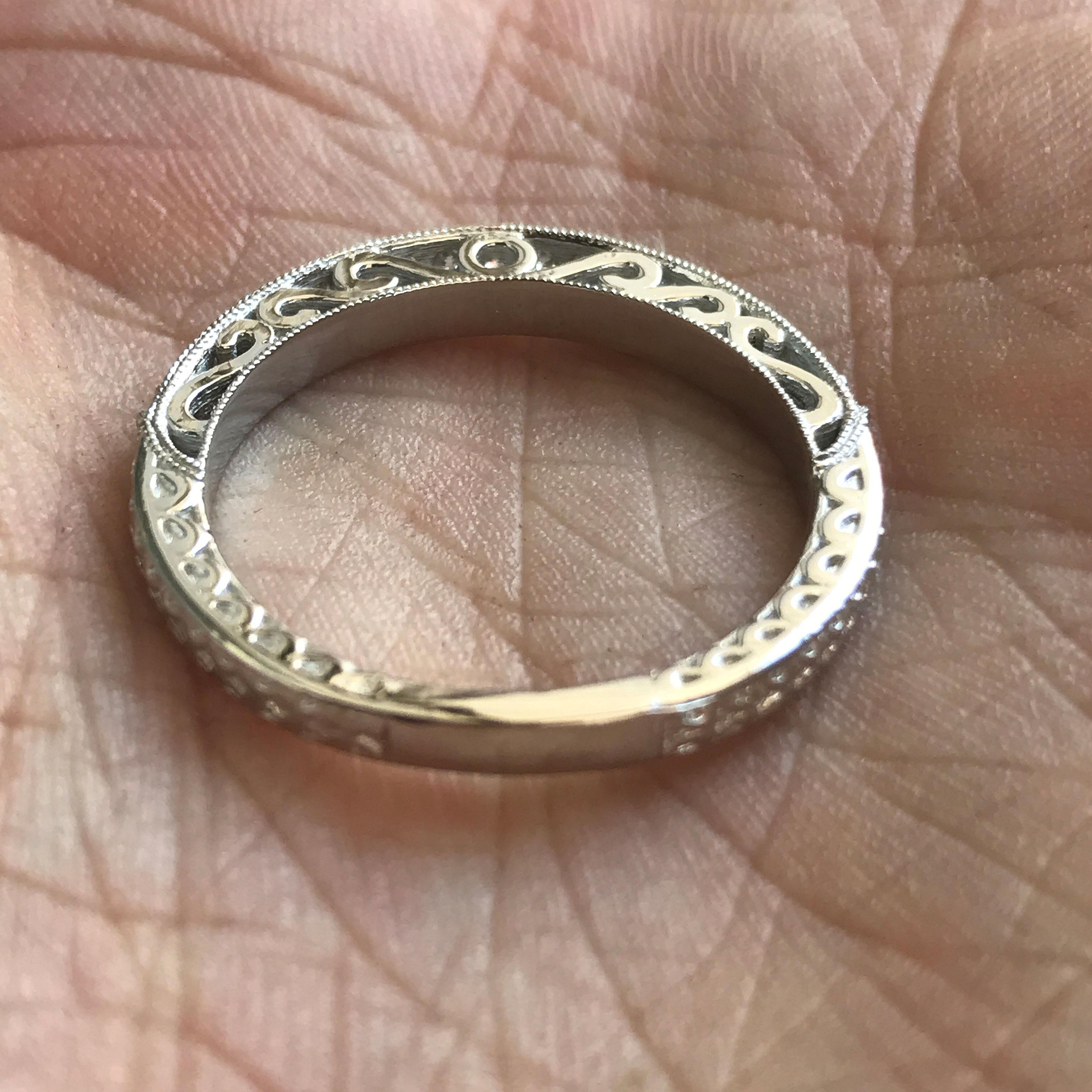 Women's 0.25 Carat TW Approx, Diamond Wedding Band Milgrain Hand Engraving, Ben Dannie For Sale