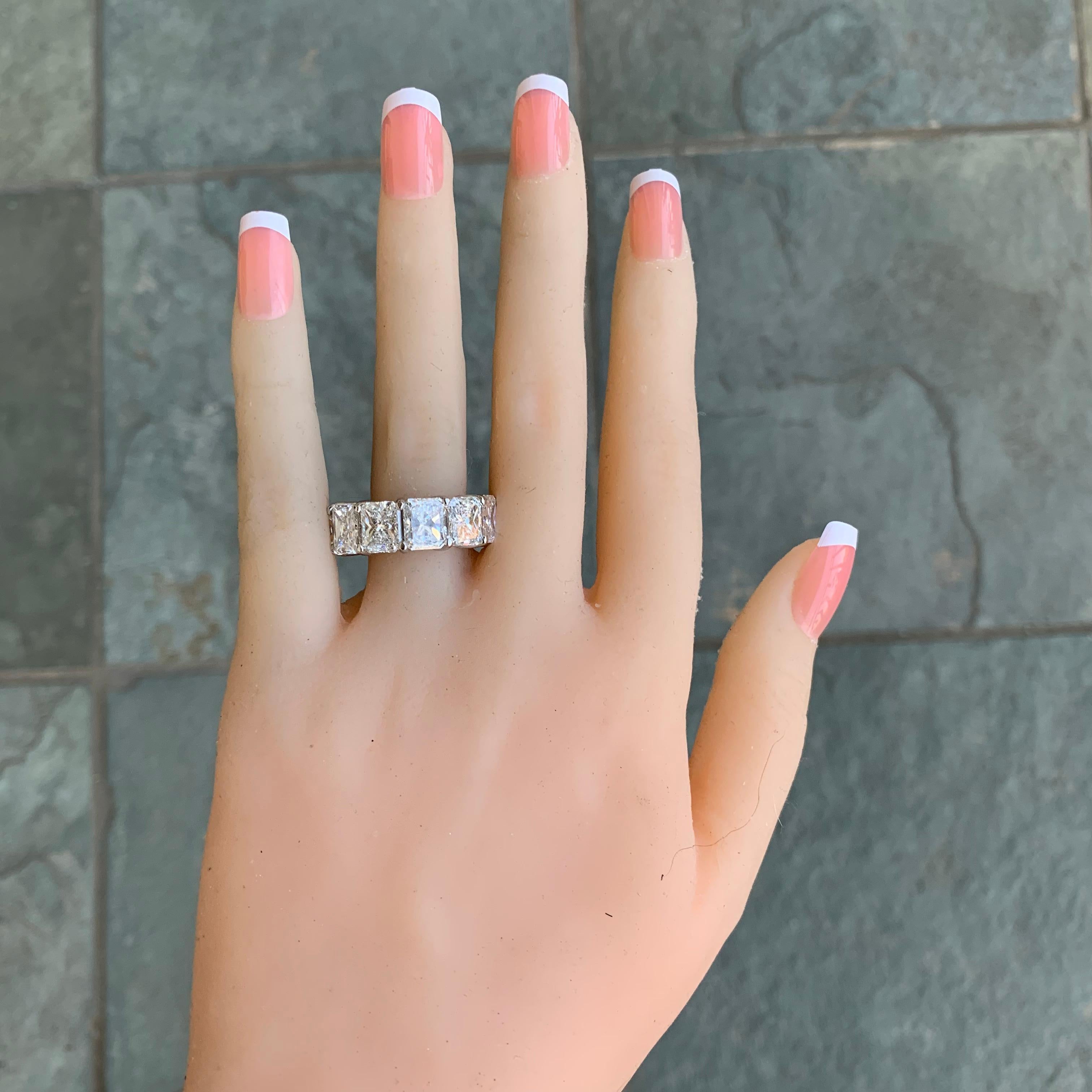 4 carat eternity band on finger