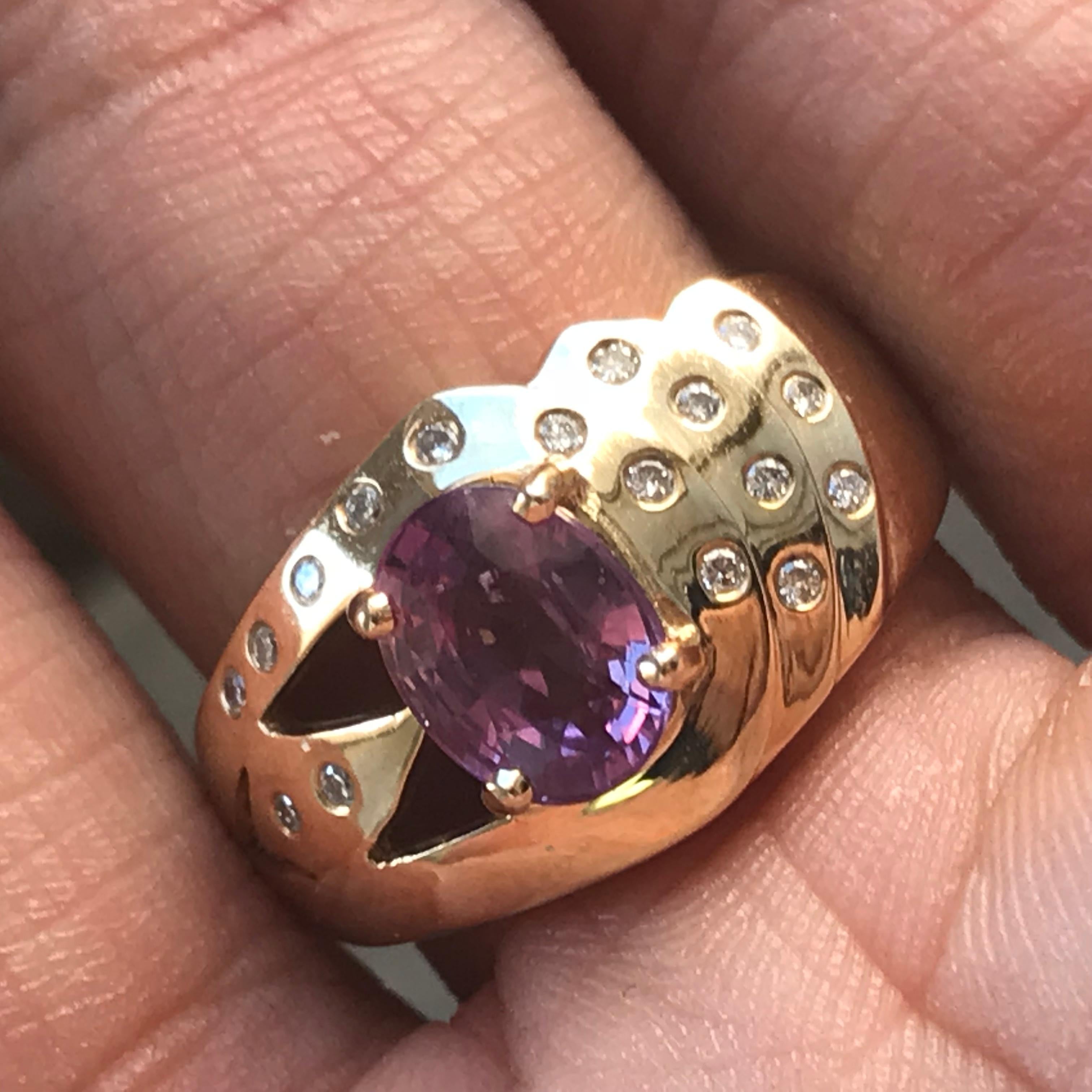 Women's 1.5 Carat TW Oval Pink Sapphire and Diamond Ring, Ben Dannie For Sale