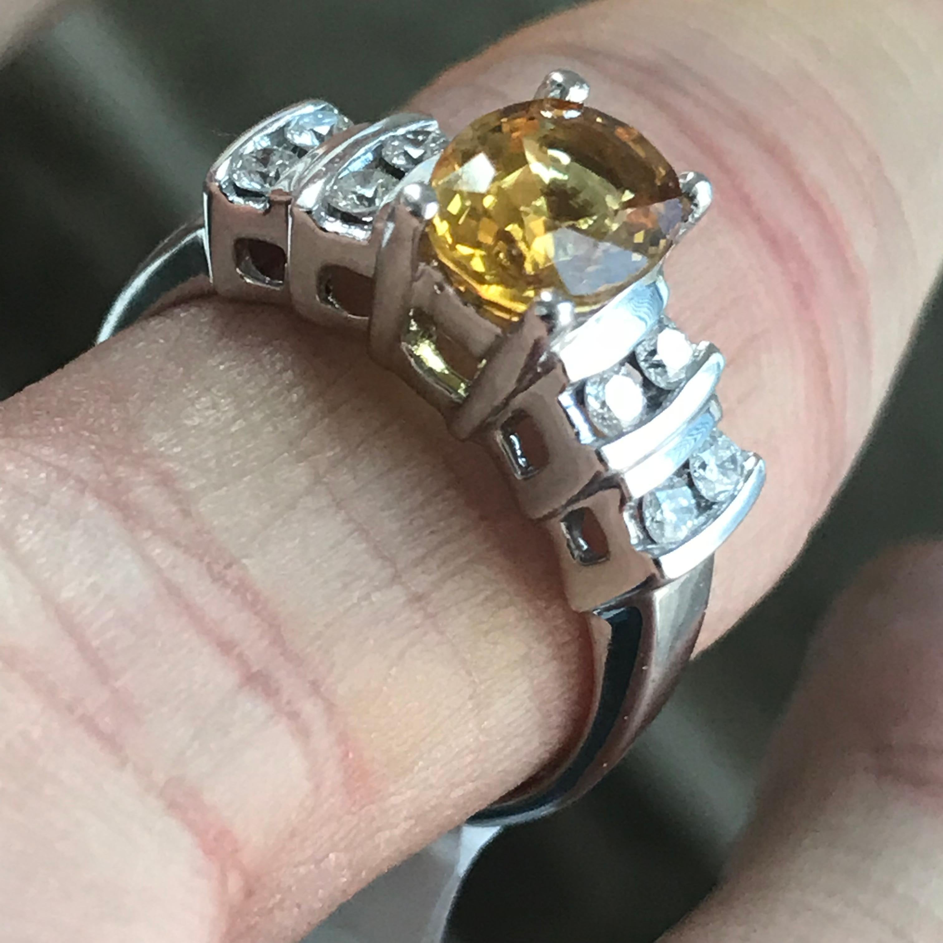 Oval Cut 1.9 Carat TW Approximate Oval Orange Sapphire and Diamond Ring, Ben Dannie For Sale
