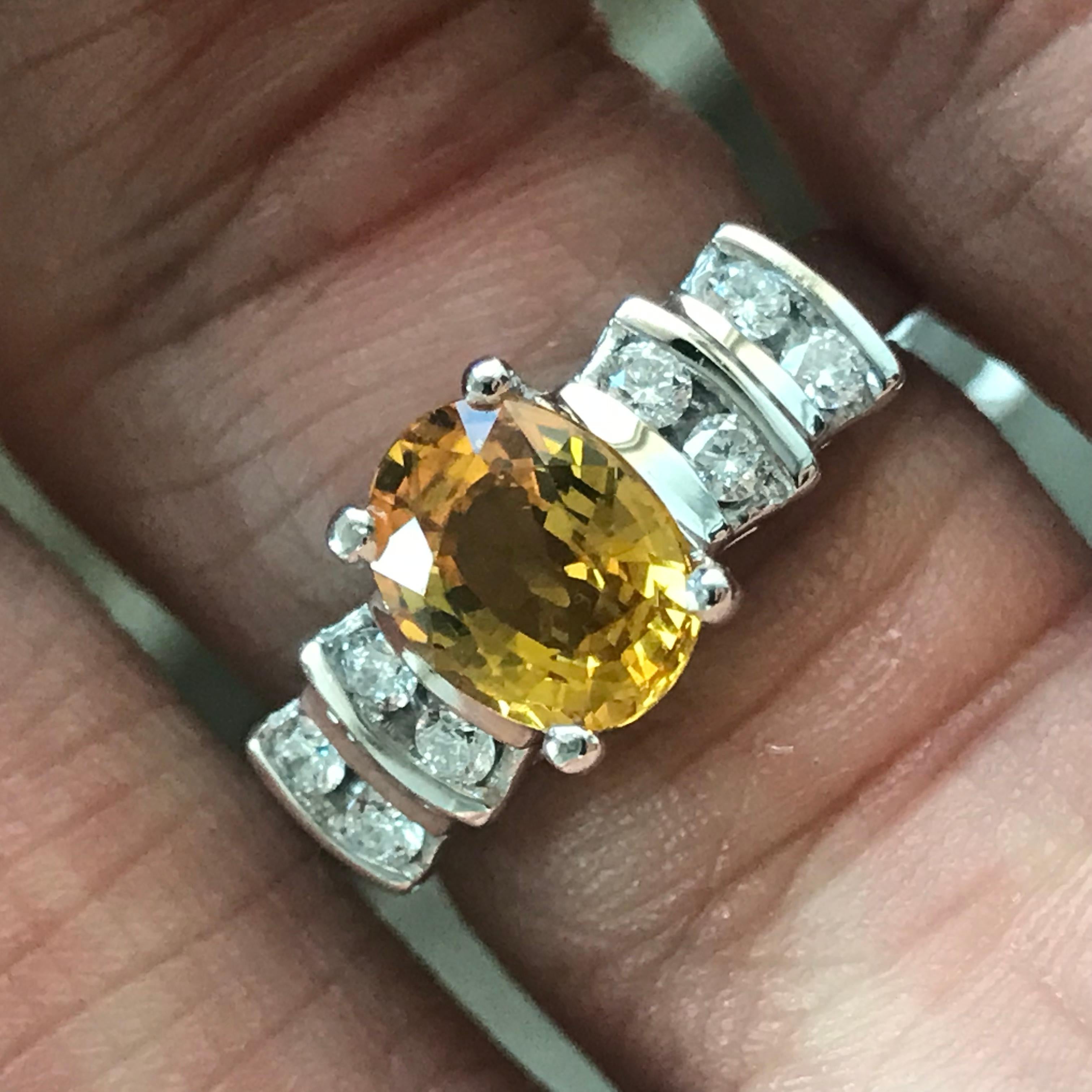 Modern 1.9 Carat TW Approximate Oval Orange Sapphire and Diamond Ring, Ben Dannie For Sale