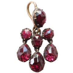 French Garnet Gold Girandole Pendant