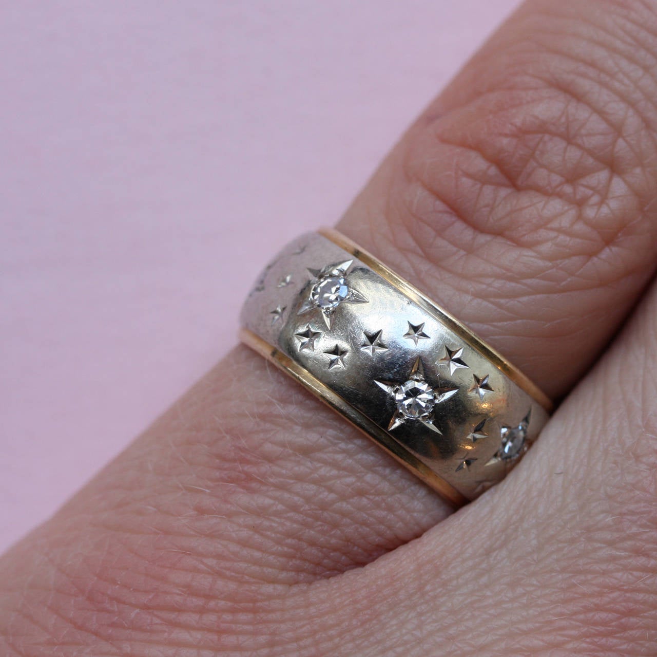 Diamond Gold Star Ring In Excellent Condition In Amsterdam, NL
