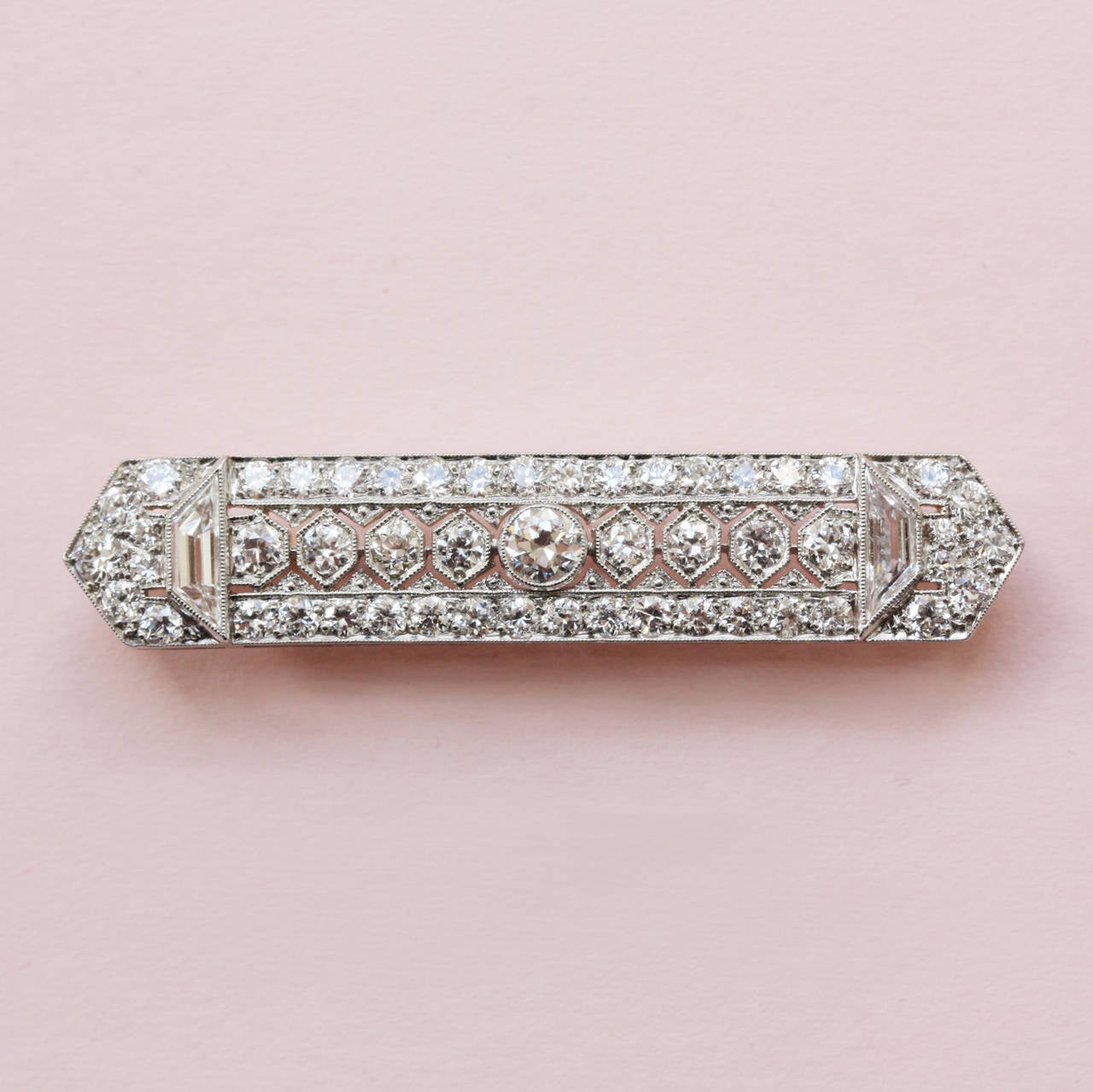 Tiffany & Co. Platinum and Diamond Bar Brooch