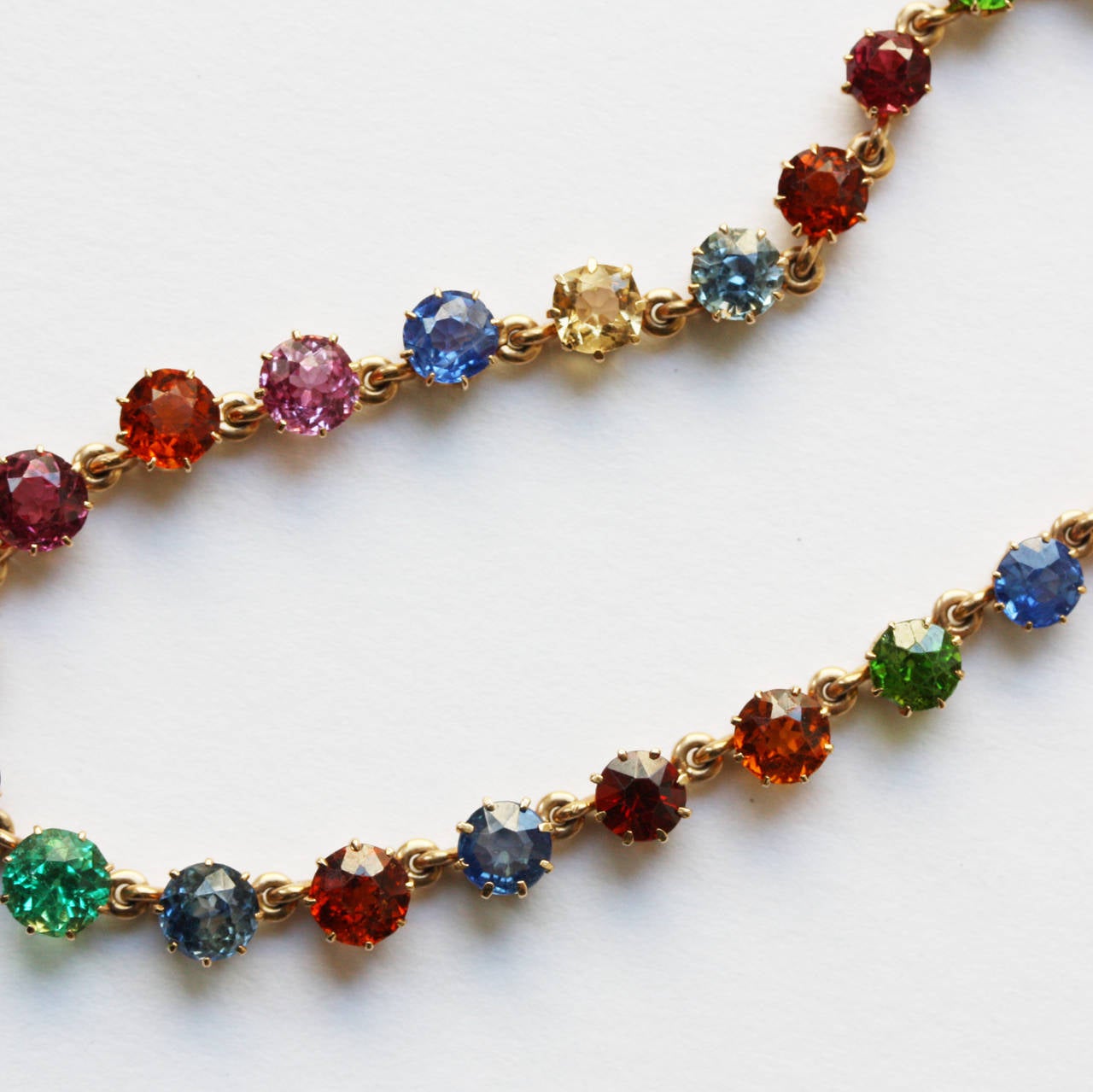 Women's Colorful Gemset Gold Edwardian Necklace