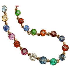 Antique Colorful Gemset Gold Edwardian Necklace