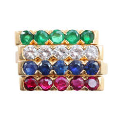 Van Cleef & Arpels Four Gemset and Gold Stacking Rings