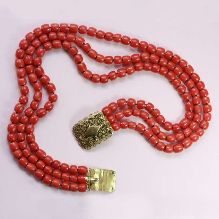 Georgian Le Quien Gold and Coral Necklace