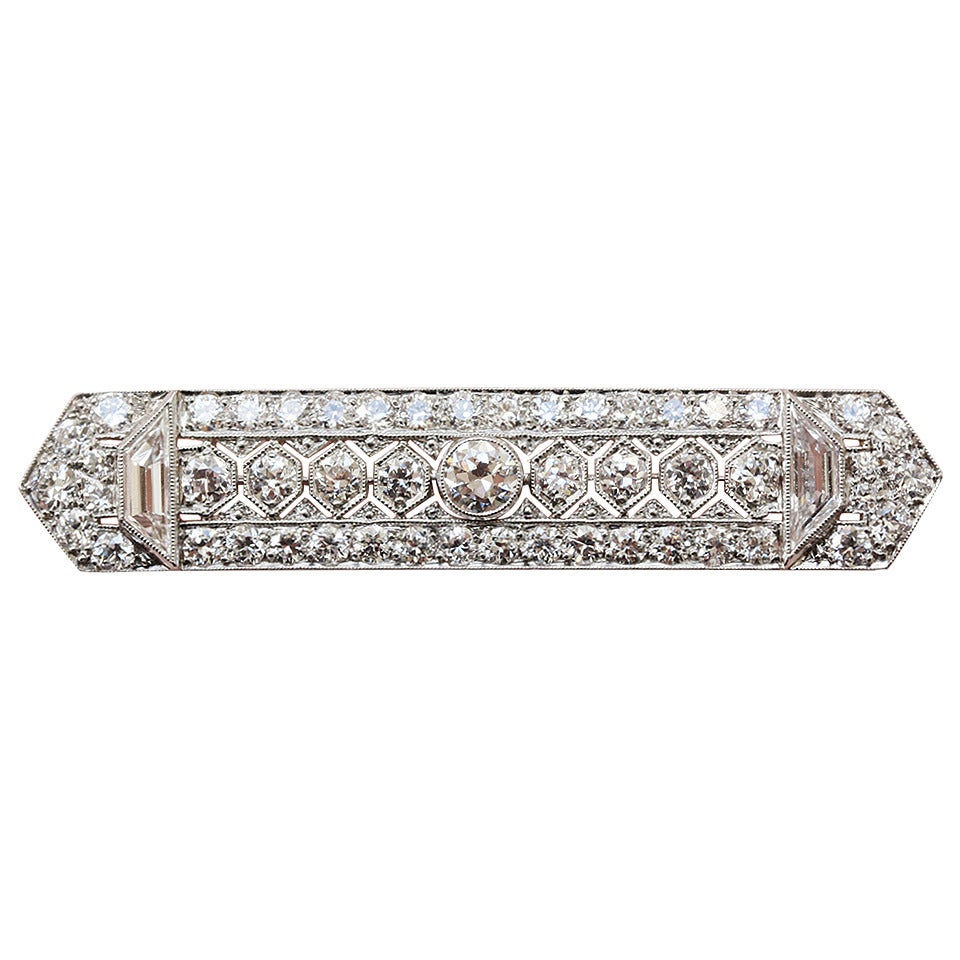 Tiffany & Co. Diamond Platinum Bar Brooch