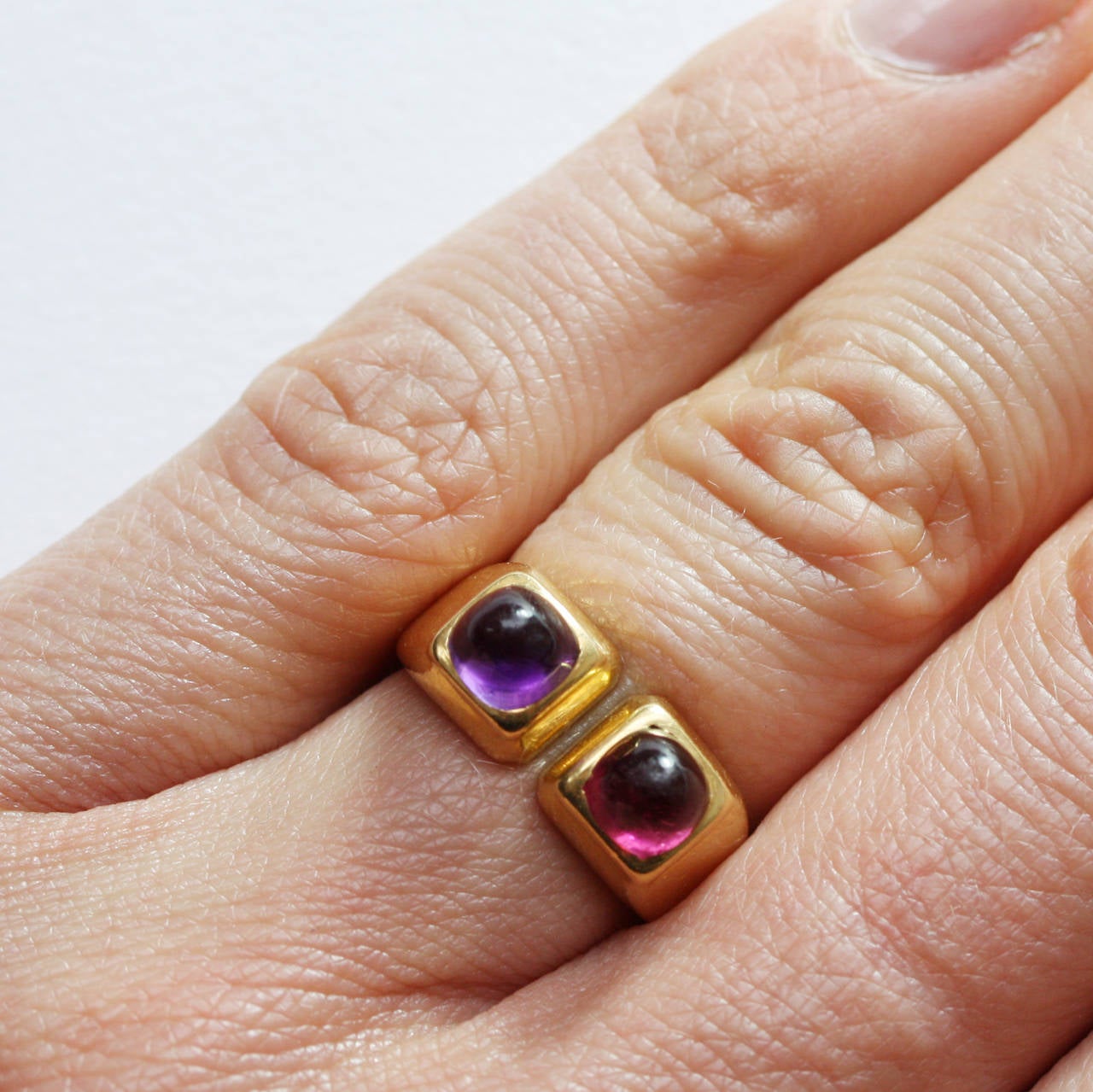 Bulgari Moi et Toi Amethyst Tourmaline Gold Ring In Excellent Condition In Amsterdam, NL