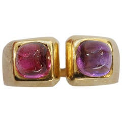 Retro Bulgari Moi et Toi Amethyst Tourmaline Gold Ring