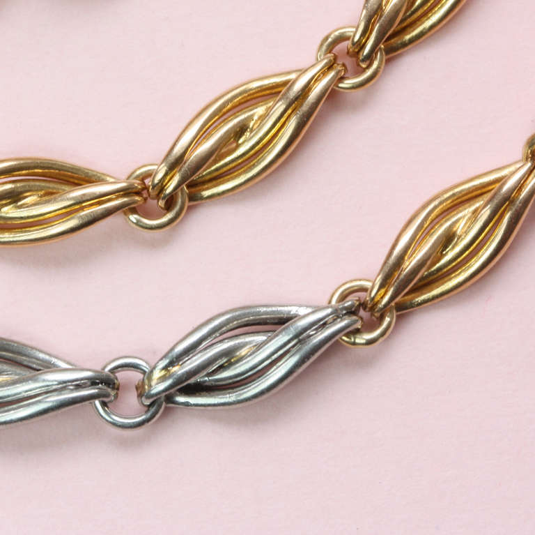 Art Nouveau French Gold and Platinum Link chain