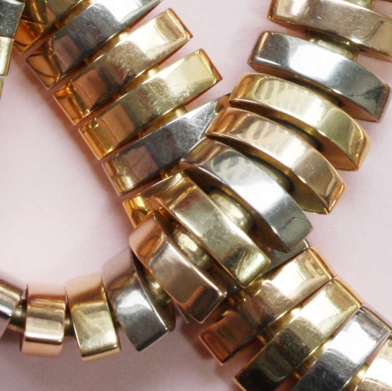 Cartier Tricolor Gold Necklace and Bracelet In Excellent Condition In Amsterdam, NL