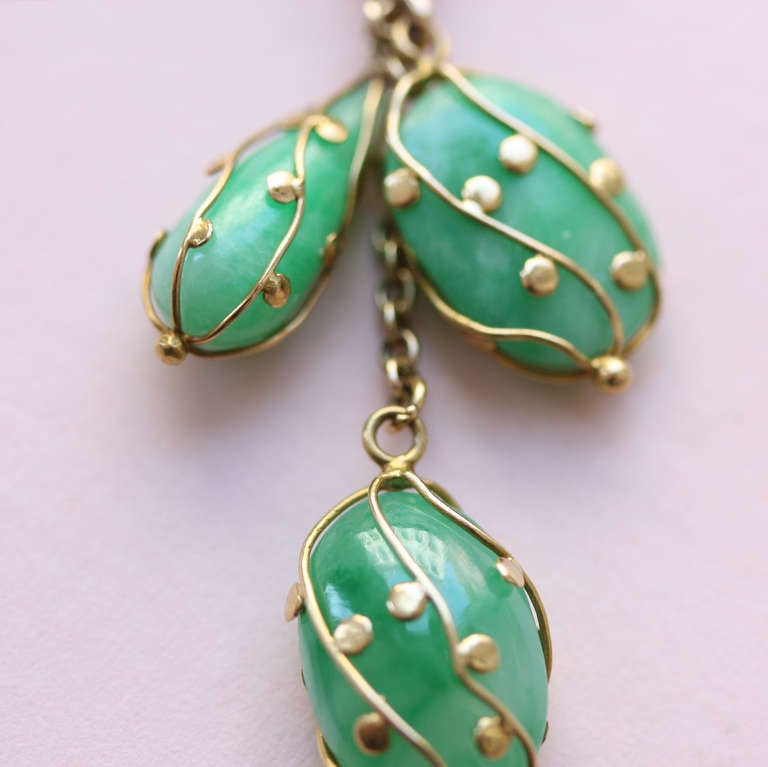 Edwardian Jade and Gold Earclips