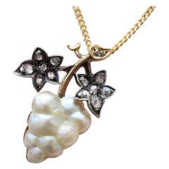 Pearl and Gold Grape Vine Pendant