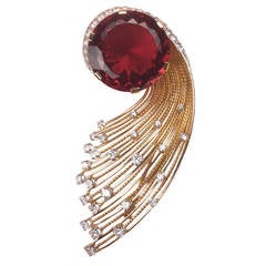 Pierre Sterle Tourmaline Diamond Spray Brooch