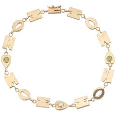 Peridot Diamond Gold Mom Bracelet