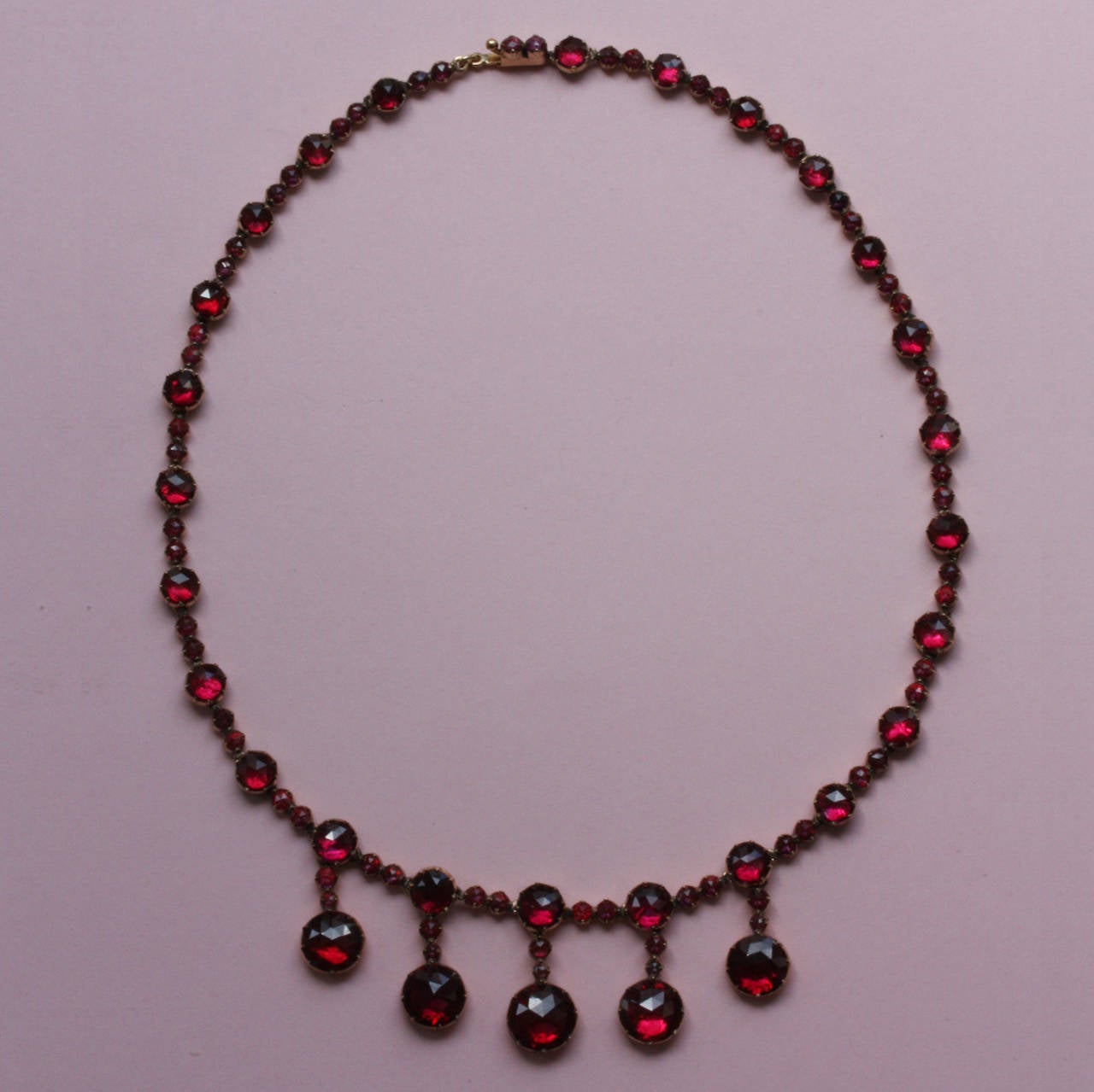 Women's Garnet Gold Drop Necklace