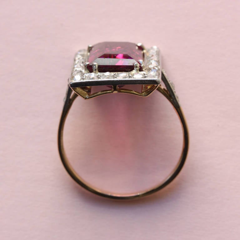 Rose Cut Edwardian Tourmaline Diamond Ring