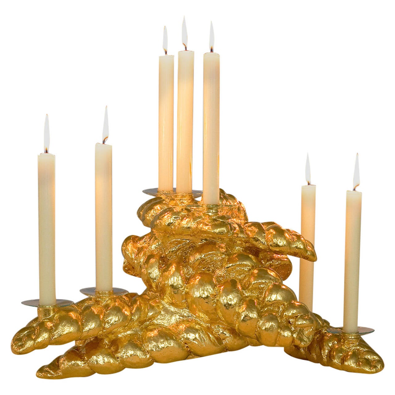 Manna Gilded Aluminum candlestick For Sale