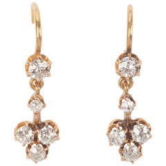 19th century old cut Diamond Gold dangle earrings