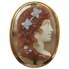 Agate Cameo Gold Ring of Flora