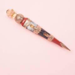 Großer schottischer Achat Citrin Gold Kilt Pin