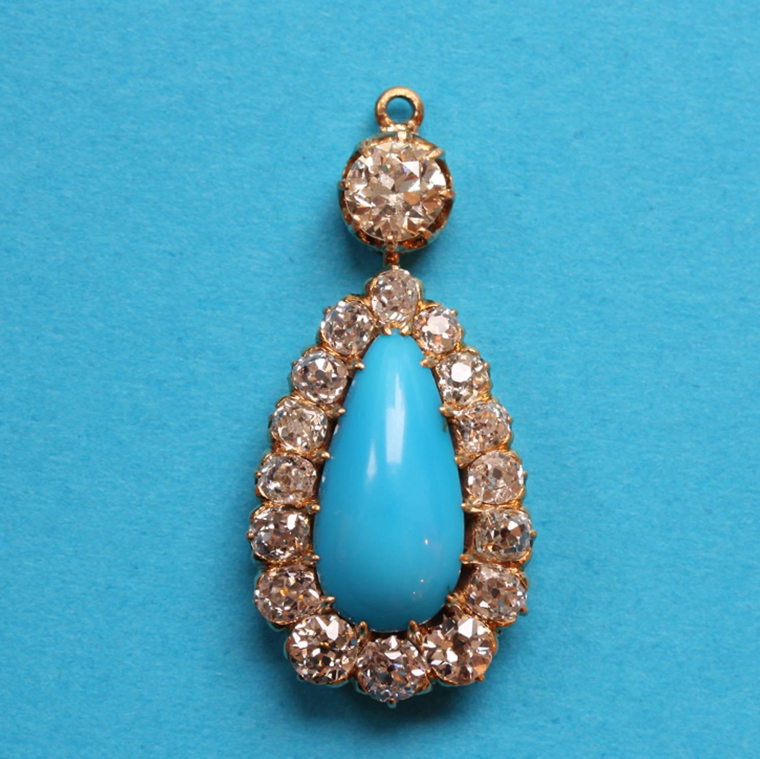 19th Century Turquoise diamond Gold Necklace 2