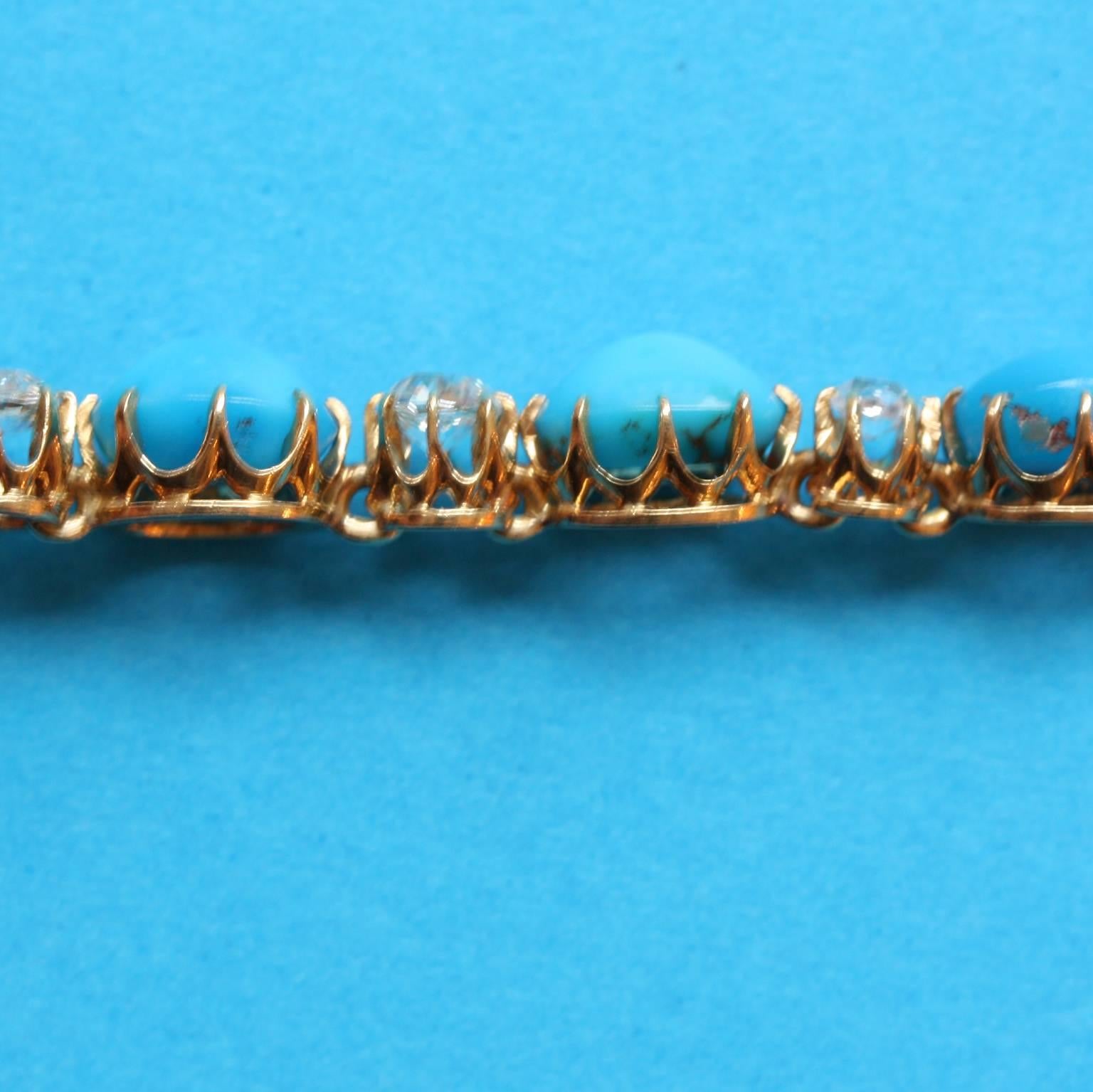 19th Century Turquoise diamond Gold Necklace 1