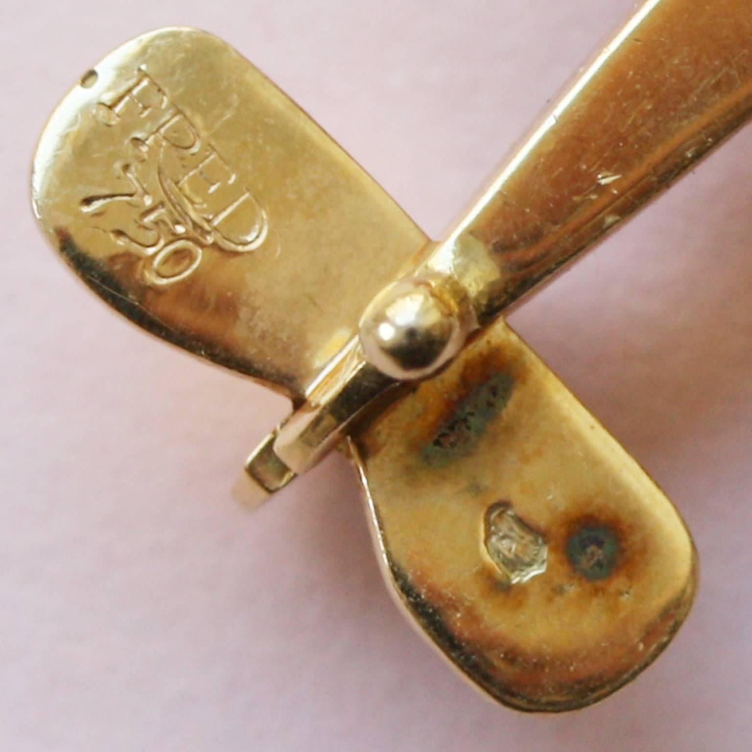 Fred of Paris Ruby Gold Double Decker Plane Pendant In Excellent Condition In Amsterdam, NL
