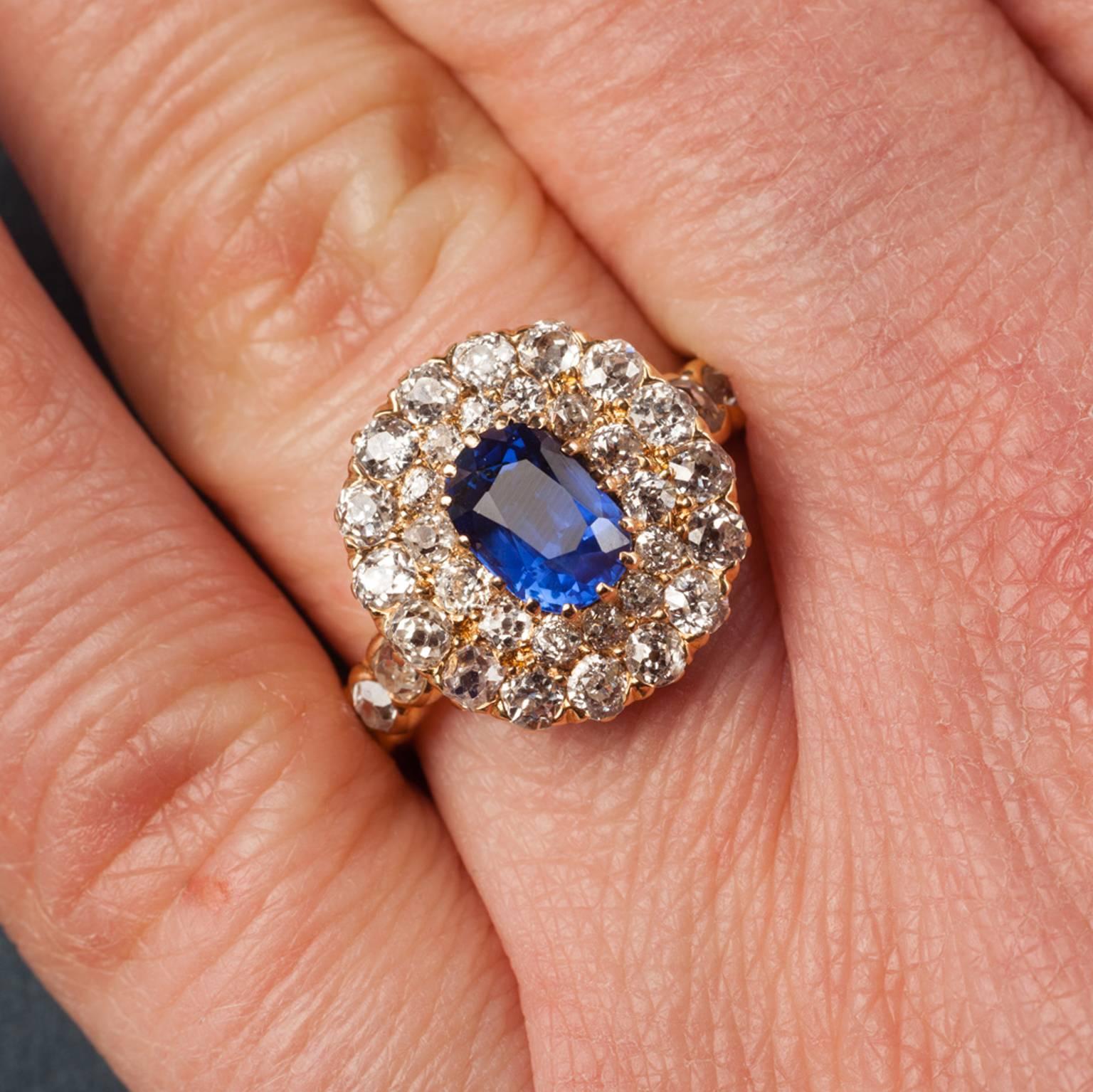 Edwardian Sapphire Diamond Gold Ring For Sale