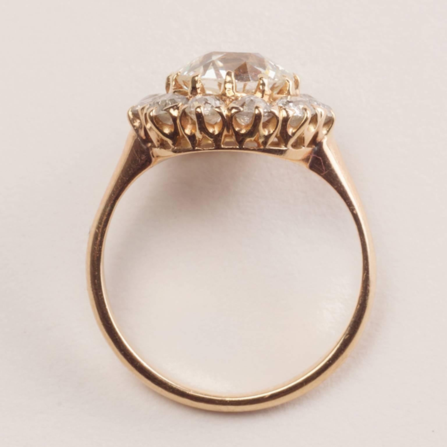 Victorian Antique Diamond Gold Cluster Ring