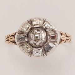 18th Century Table Cut Diamond Gold Dutch Tulip Motif Ring