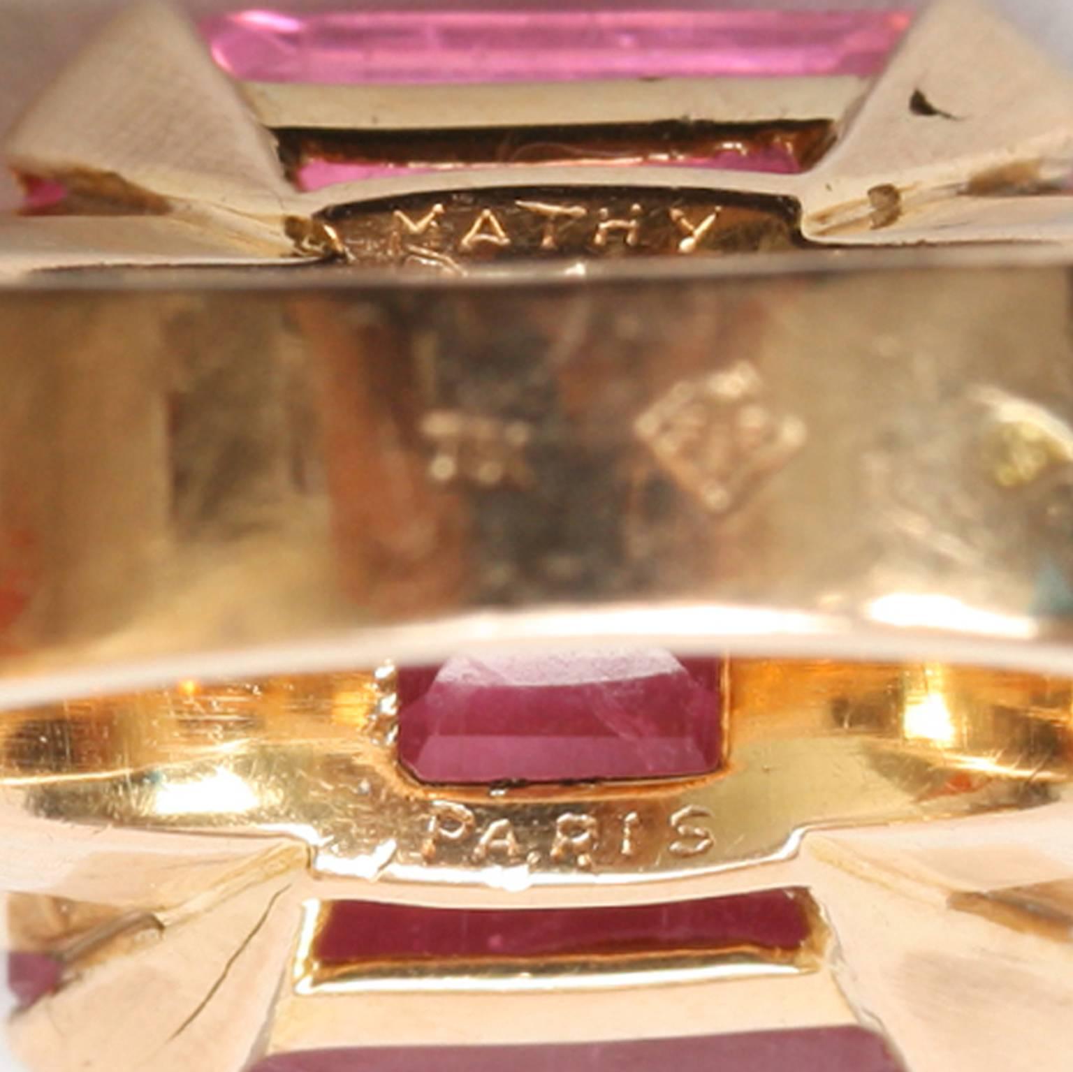 Art Deco Pink Tourmaline Gold Ring In Excellent Condition In Amsterdam, NL