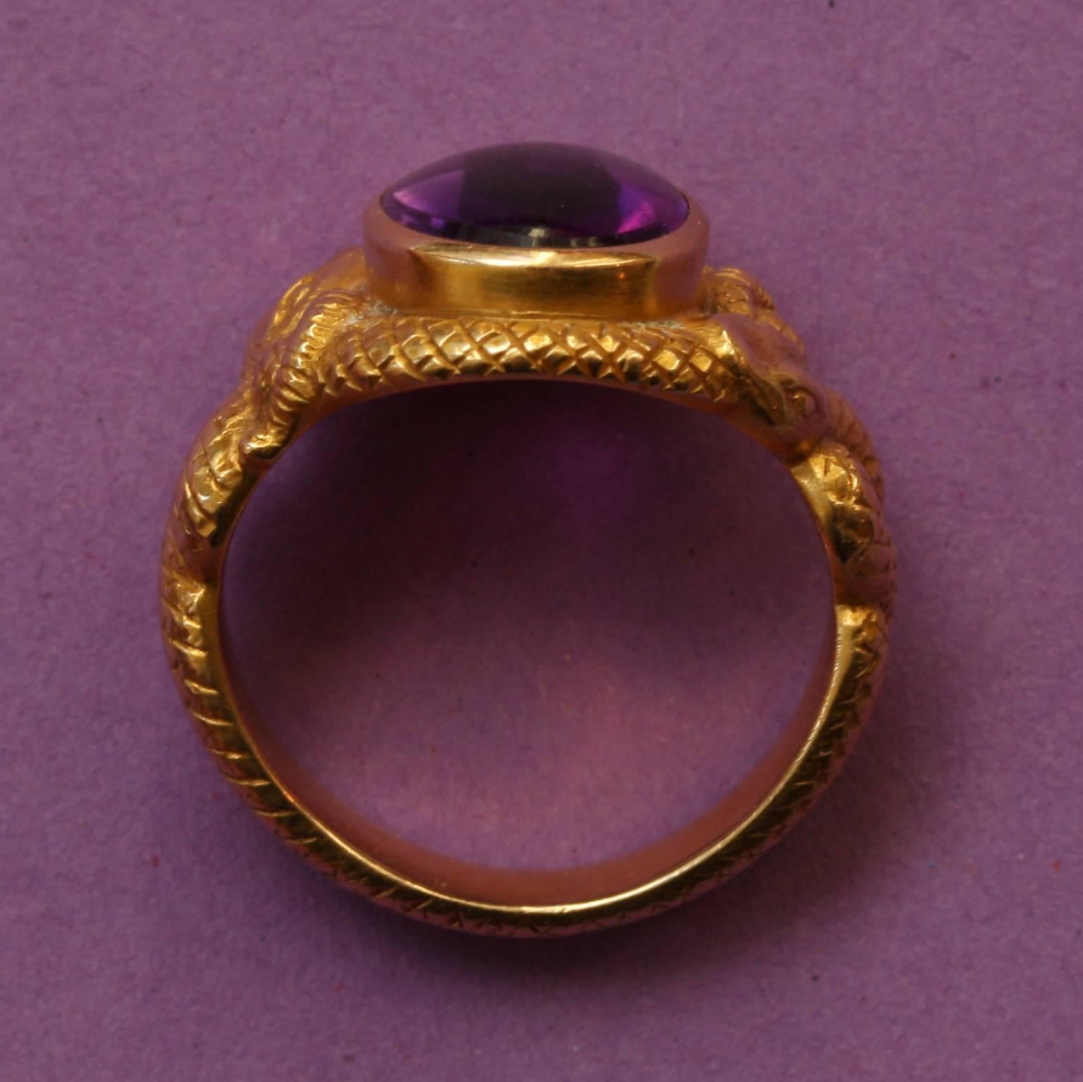 George O. Street & Sons Amethyst Gold Snake Ring In Excellent Condition In Amsterdam, NL