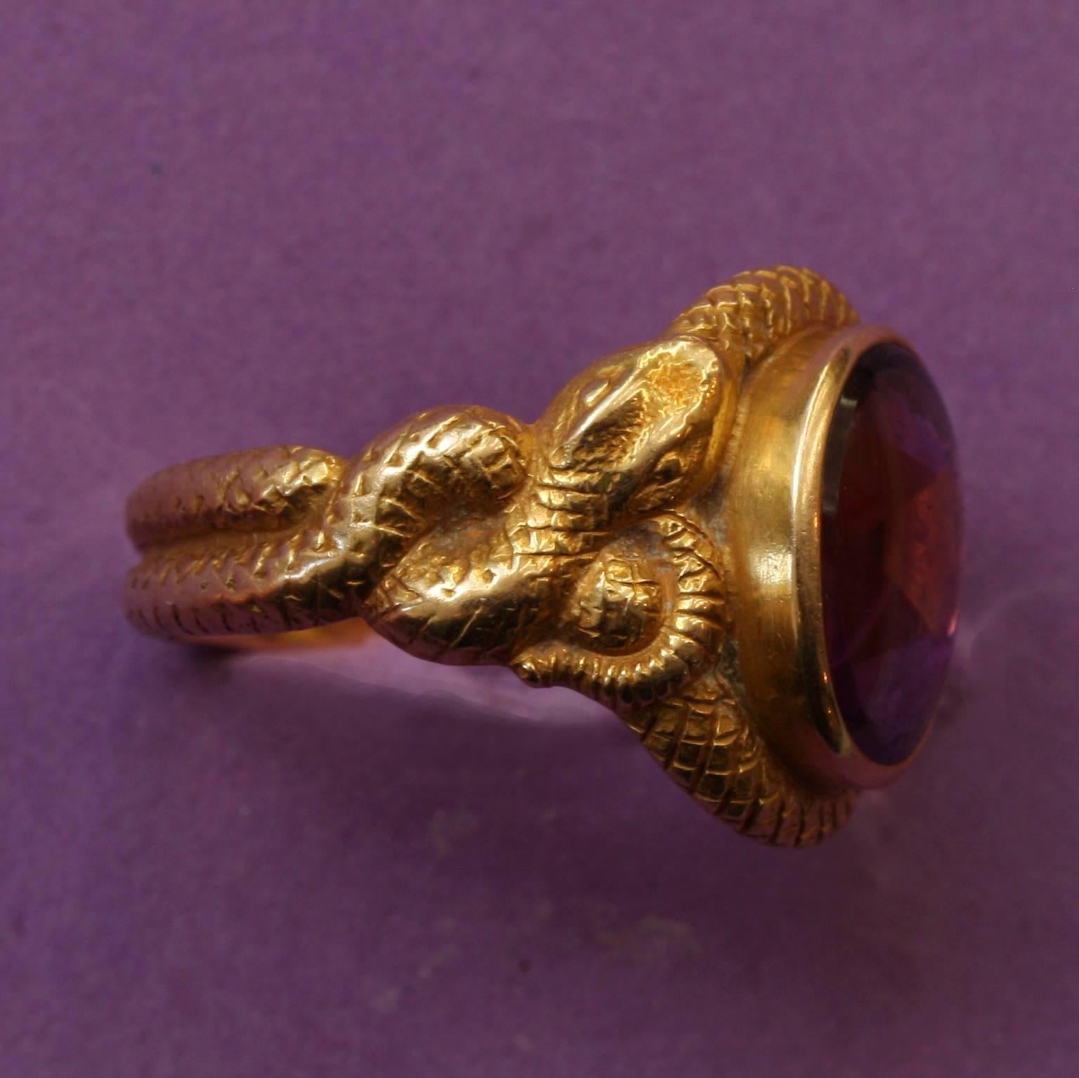 George O. Street & Sons Amethyst Gold Snake Ring 2