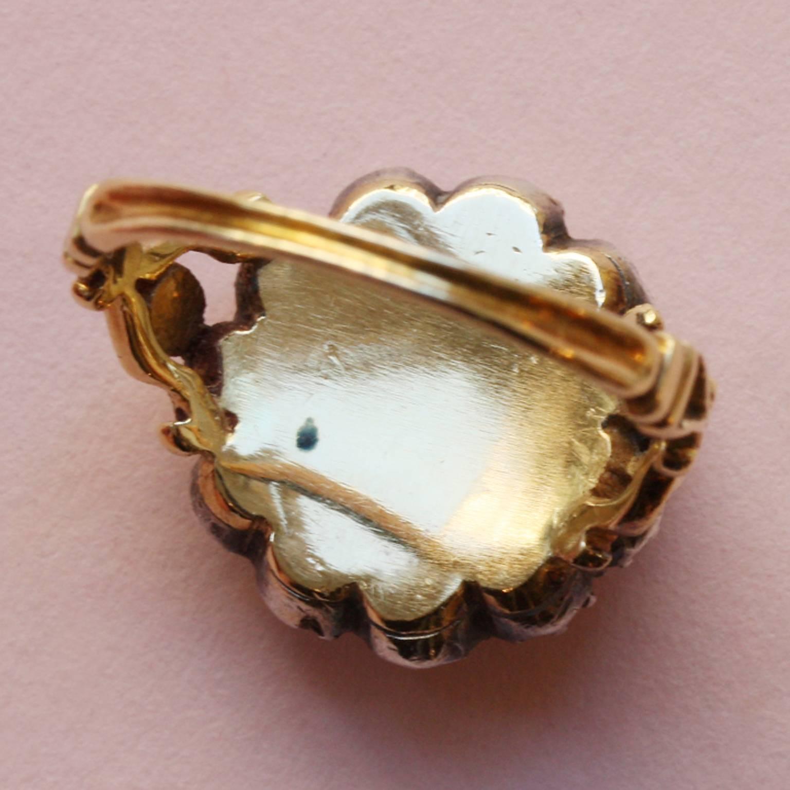 Georgian Rose Cut Diamond Silver Gold Cluster Ring at 1stDibs ...