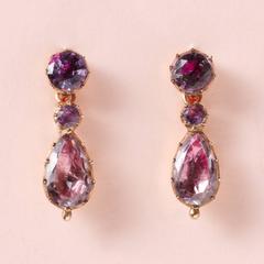 Georgian Amethyst Gold Day and Night Earrings
