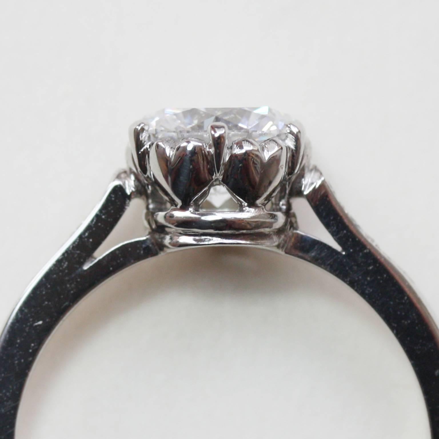 1.28 D IF Diamant Platin Solitär Herz-Ring (Edwardian) im Angebot