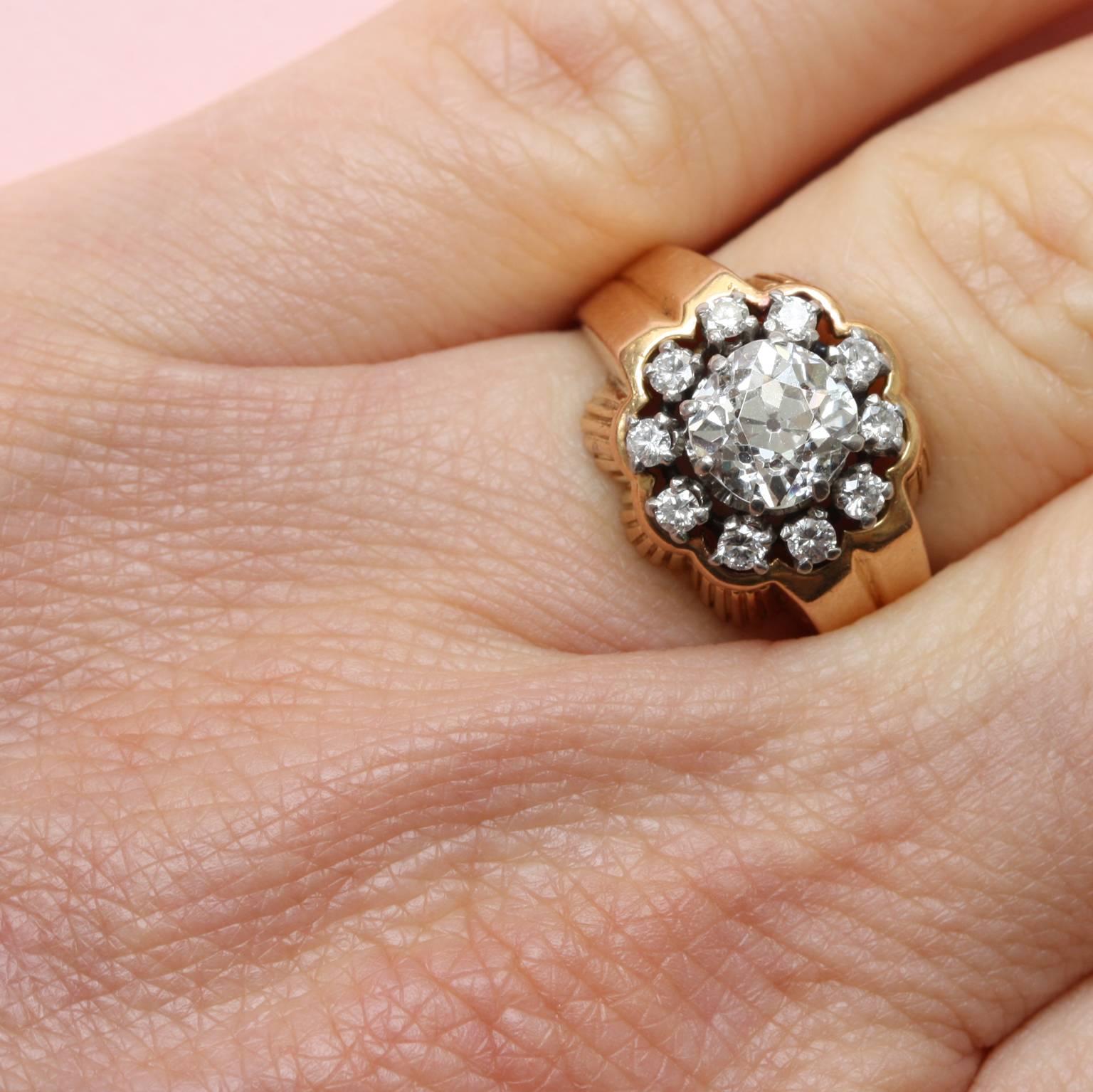 Women's or Men's Henri Lesieur Art Deco Diamond Cluster Ring