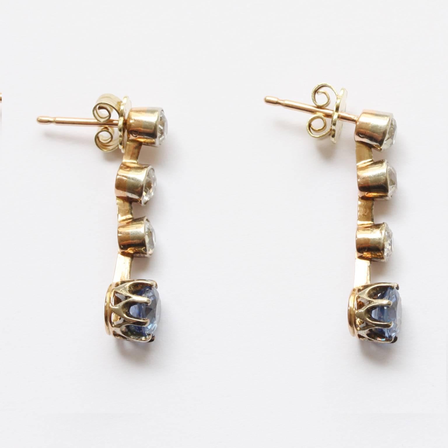 Sapphire and Diamond Earrings In Excellent Condition In Amsterdam, NL