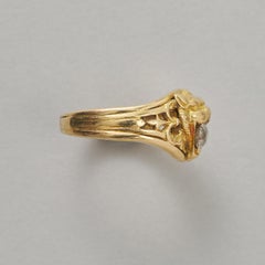 An 18k Gold and Diamond Lion Ring