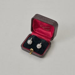 A Pair of 18k Gold and Diamond Dormeuse Earrings