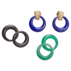 A pair of gold and diamond Van Cleef & Arpels earrings with interchangeable hoop