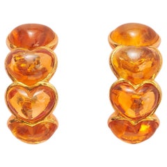 gold heart earrings with citrine