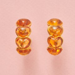 gold heart earrings with citrine
