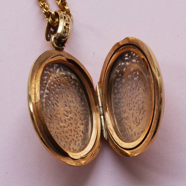 Antique French Savoyard Initial C Pierced Gold Double Open Locket at