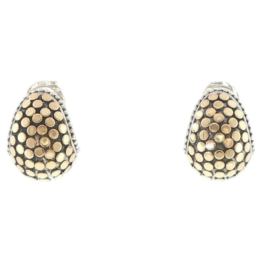 John Hardy Dot Sterling Silver & 18K Yellow Gold Earrings For Sale