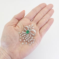 Platinum Bouquet Brooch with 1.25ct Pear Emerald & 5.00ct Diamonds